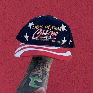 Vintage casino snap back hat rare embroidered red white blue stars